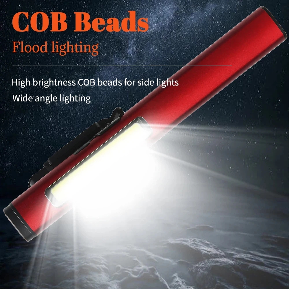 Mini Cob Light Magnets Rechargeable COB LED Pen Flashlight with Magnet for Outdoor and Work