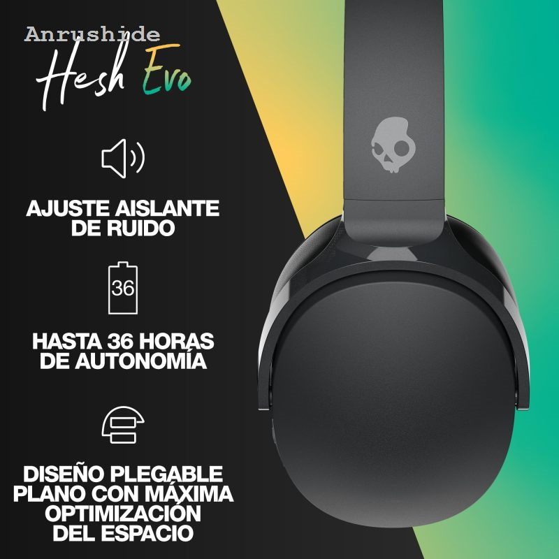 Anrushide Original Skullcandy Hesh Evo Wireless Bluetooth Headphones Long Endurance Profesional Earphones Foldable storage High sound Earbuds With Mic