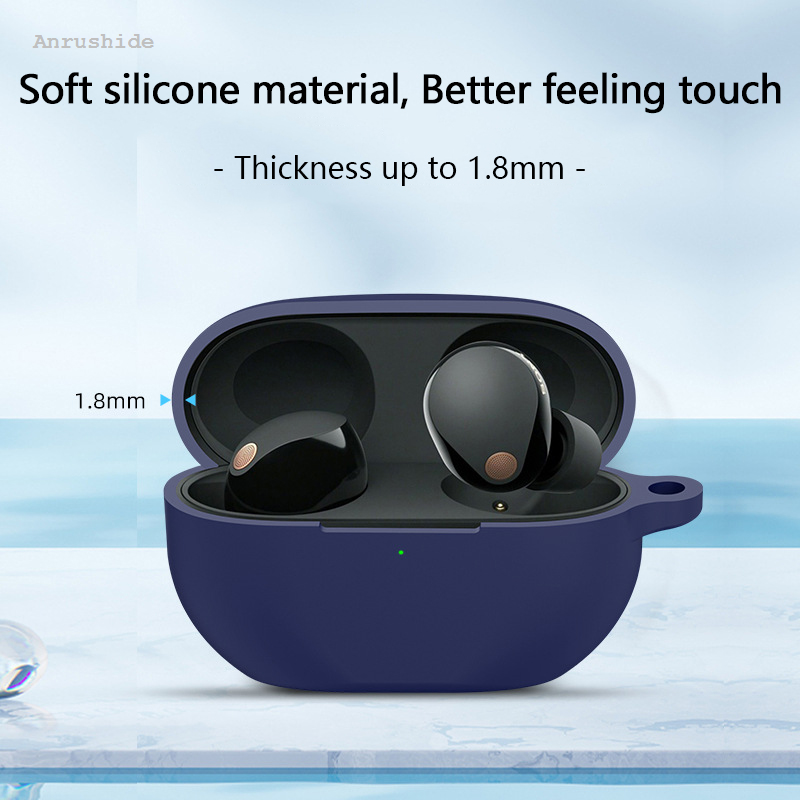 HOT Anrushide for Sony WF-1000XM5 TWS Earbuds Cover Case Soft Silicone Headphones Profesional Case Sony Earphone Case Cover Earmuffs with Hook Hole