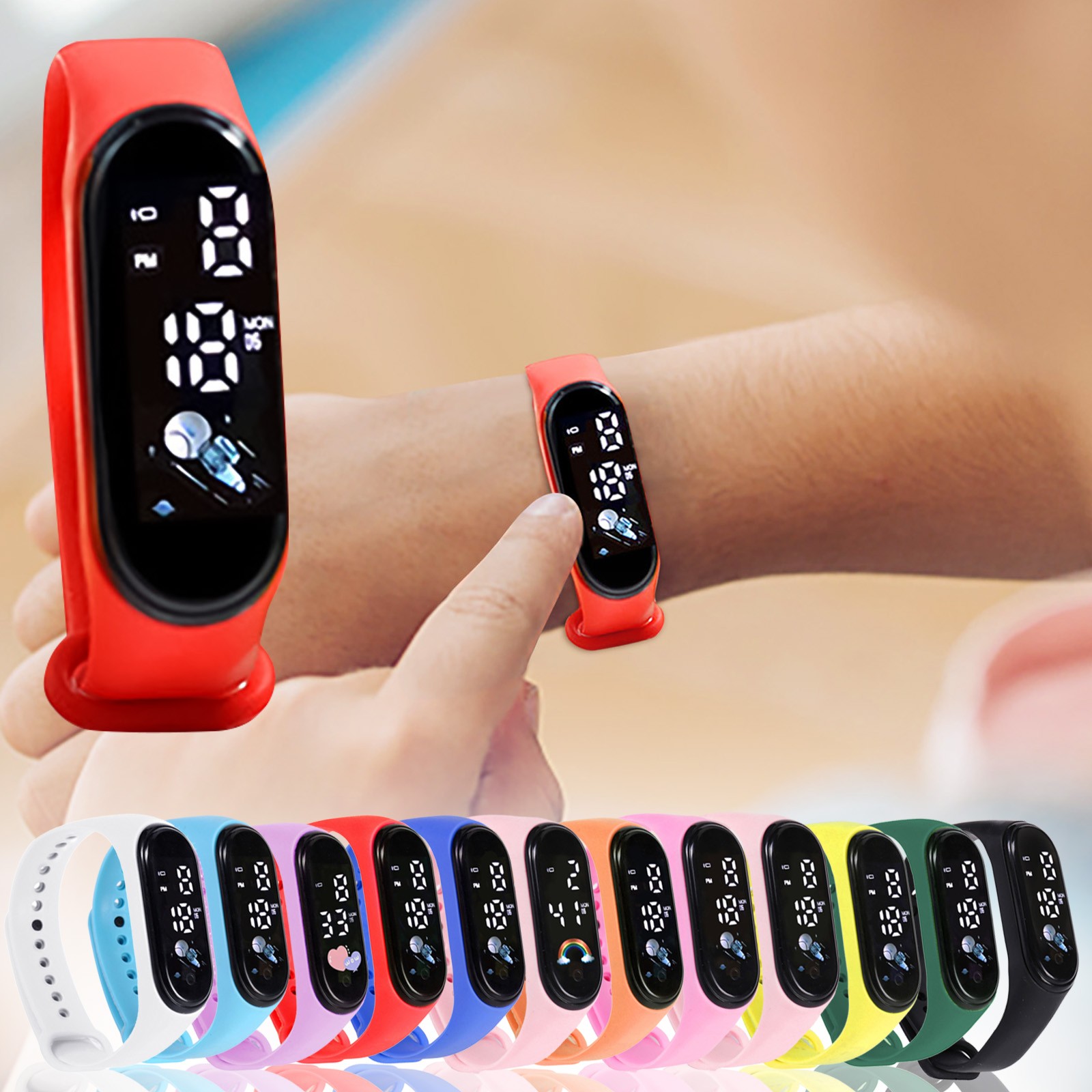 【New design】Outdoor LED Clock Number Display Outdoor Sports Digital Kids Wrist Watch Wristband Girls Boys Sport Bracelet Wristband Watch