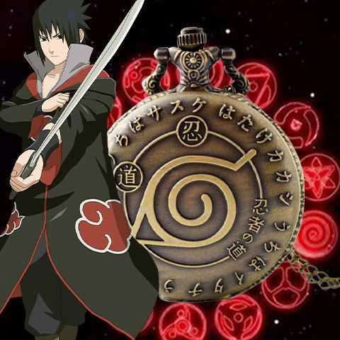 【Recommended to everyone】Vintage Flip Pocket Watch Naruto Sasuke Konoha Fashion Exquisite Necklace Pendant