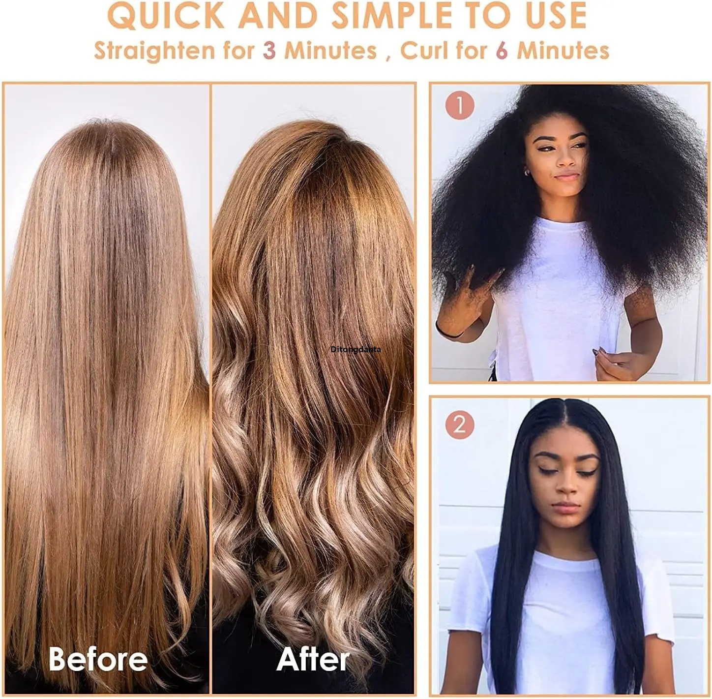 New style Electric, heated, curly, brass comb, bangs, straight, untior, wet and dry straight curl comb