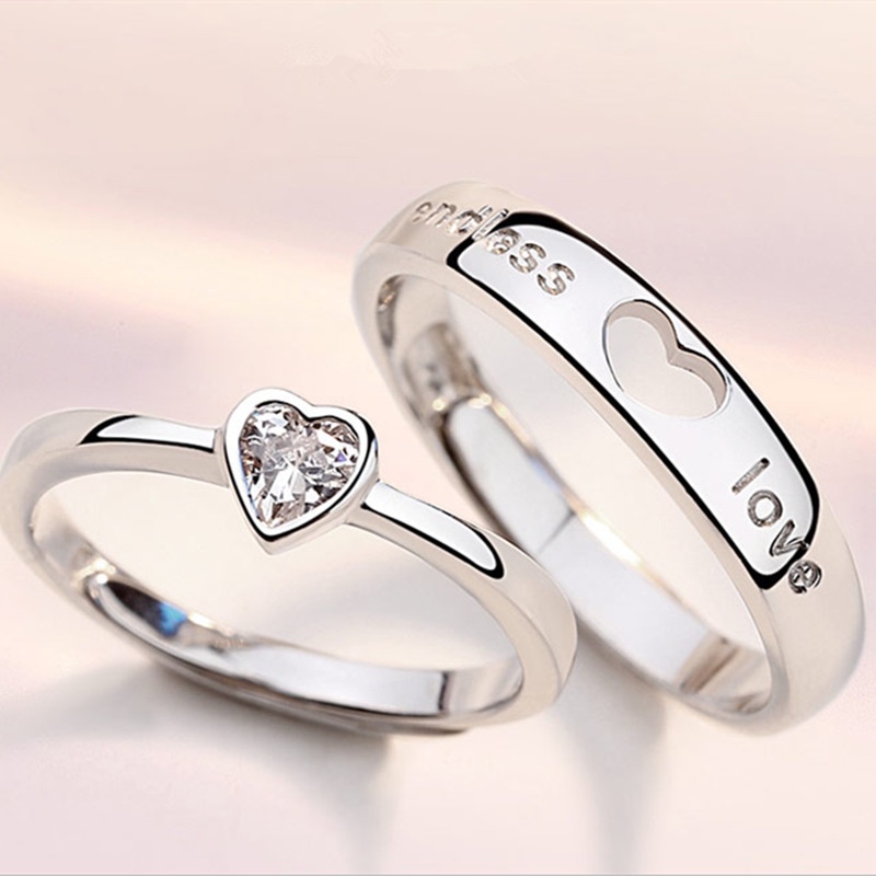 2Pcs Set Love Couples Lovers Open Rings Valentine's Day Gift New 2026