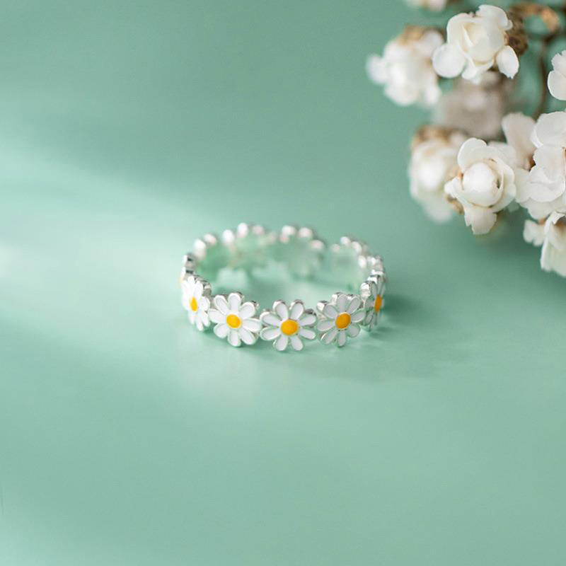 Vintage Daisy Flower Rings For Women Flower Ring Adjustable Open Finger Ring Yao Store