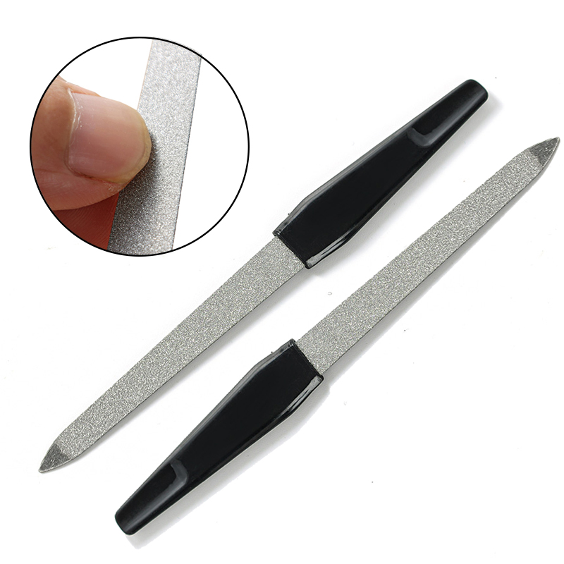 HOT 5pcs Metal Double-sided Nail Files Black Handle Strong Edge Sharpening Nail Manicure Pedicure Tools Polishing Nail File
