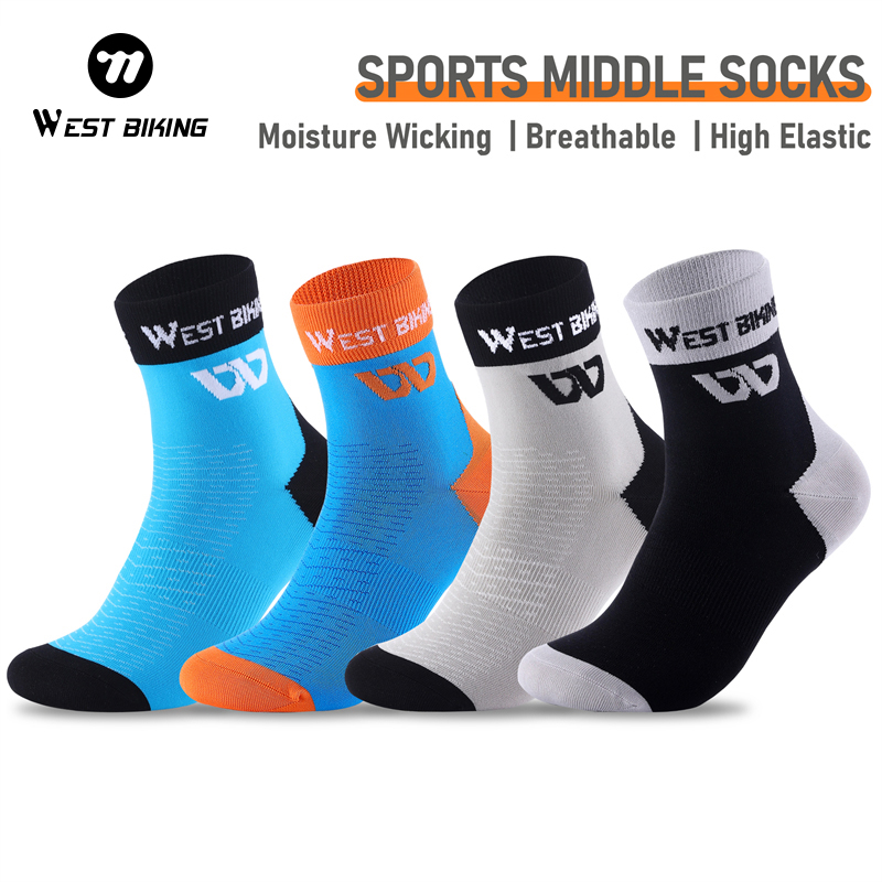 WEST BIKING NBA Basketball Socks Anti-Slip Soccer Cycling Running Sports Socks High Cut NBA Elite Socks Towel Bottom Sports Socks for Men Women