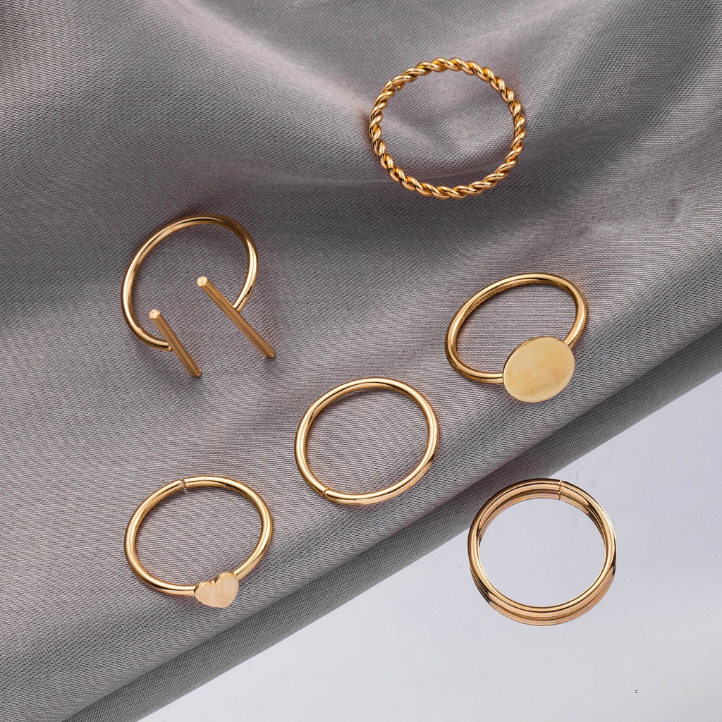 6Pcs/Set Retro Vinage Gold Rings Set Accessories Girl New 2026 Jewelry
