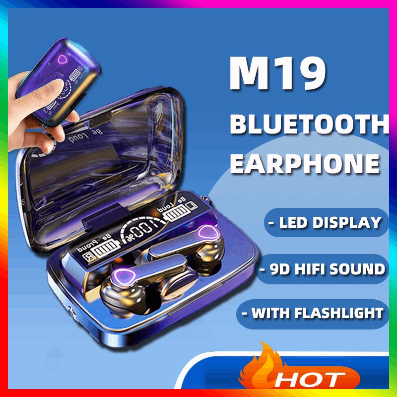 Display screen with microphone waterproof LED display Bluetooth compatible headset WS headset smart M19 headset T touch control wireless