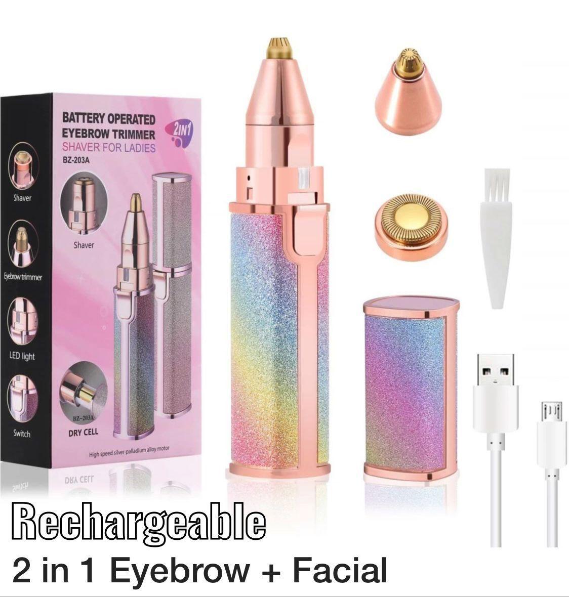 New style 2 in 1 Rechargeable Eyebrow Trimmer - Shaver for ladies | Portable Facial Hair Remover