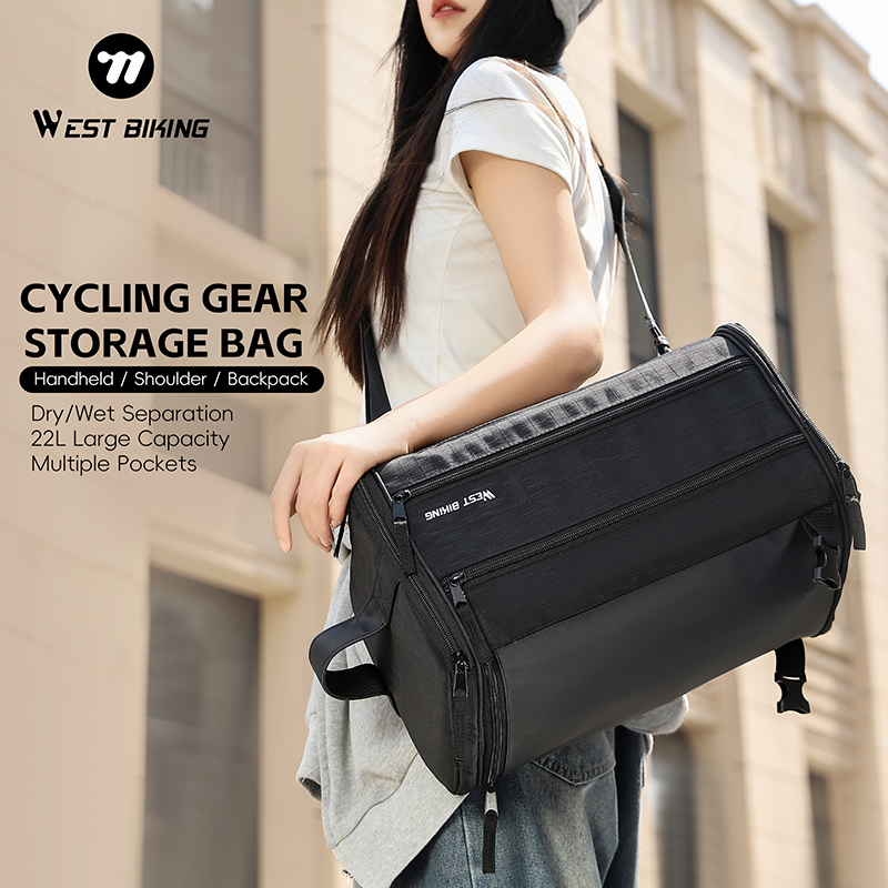 WEST BIKING Cycling Equipment Storage Backpack Large Capacity Dry/Wet Separation Sports Gear Pack Bag Bikepacking Accessories
