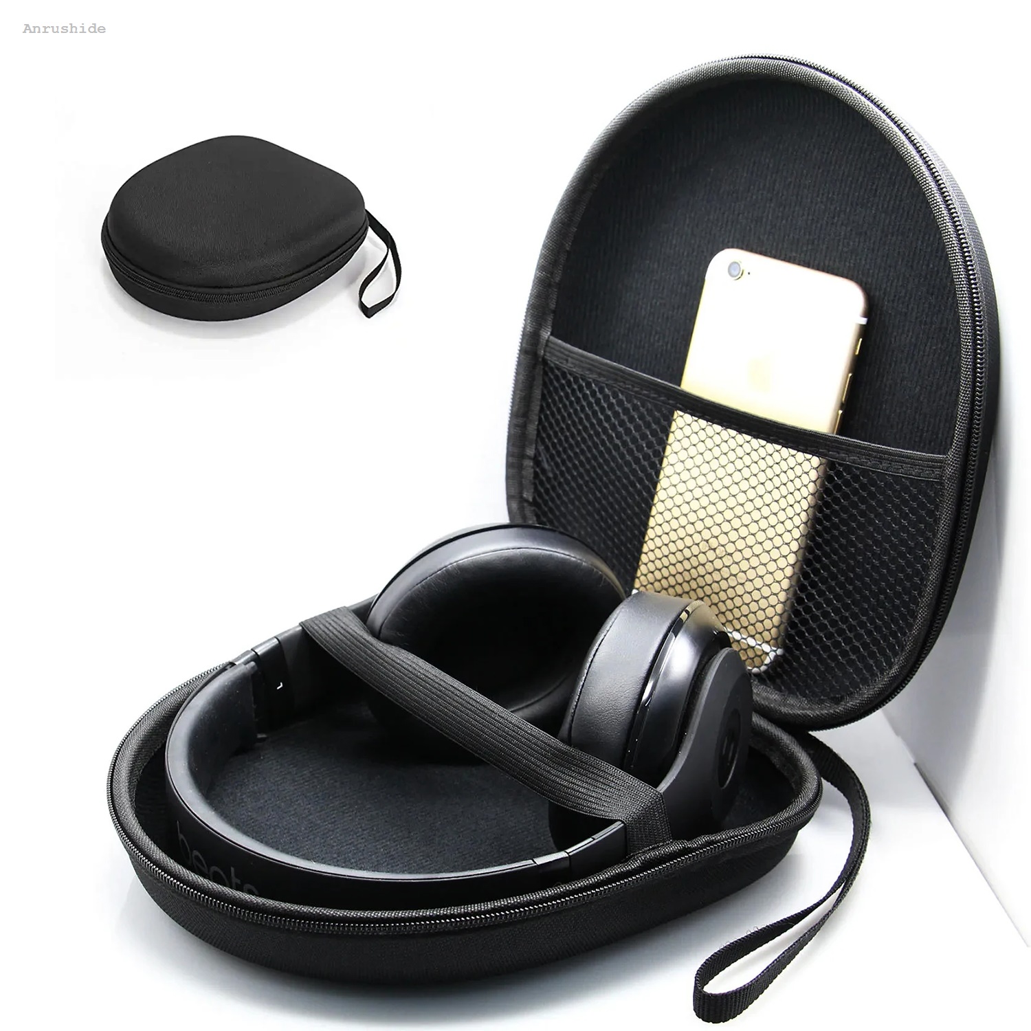 HOT Anrushide #Headphone storage box suitable for head-mounted portable headphones Bargain price shockproof headphone bag/handheld headphone container