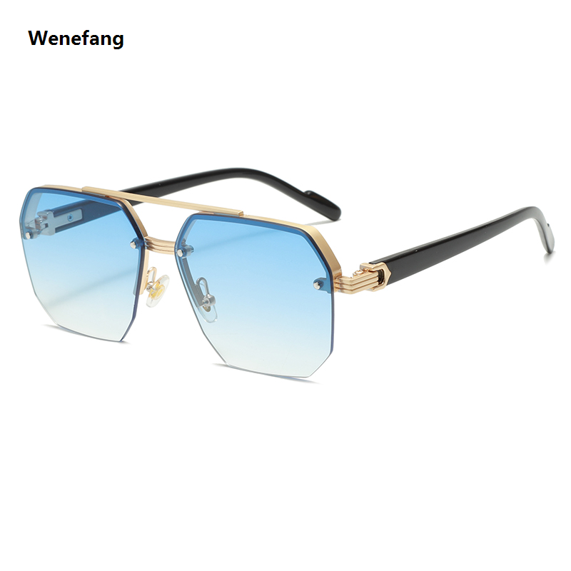 【Low price】Wenefang 2024 New Rimless Fashion Sunglasses for Women Men Casual Gradient Glasses for Summer Outdoors Beach Party Brand Designer UV400