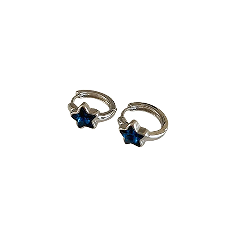 1 Pair New Trendy Shinning Pentagram Star Stud Hoop Earrings For Women Girls Simple Cute Sweet Vintage Earrings Piercing-MINETTE