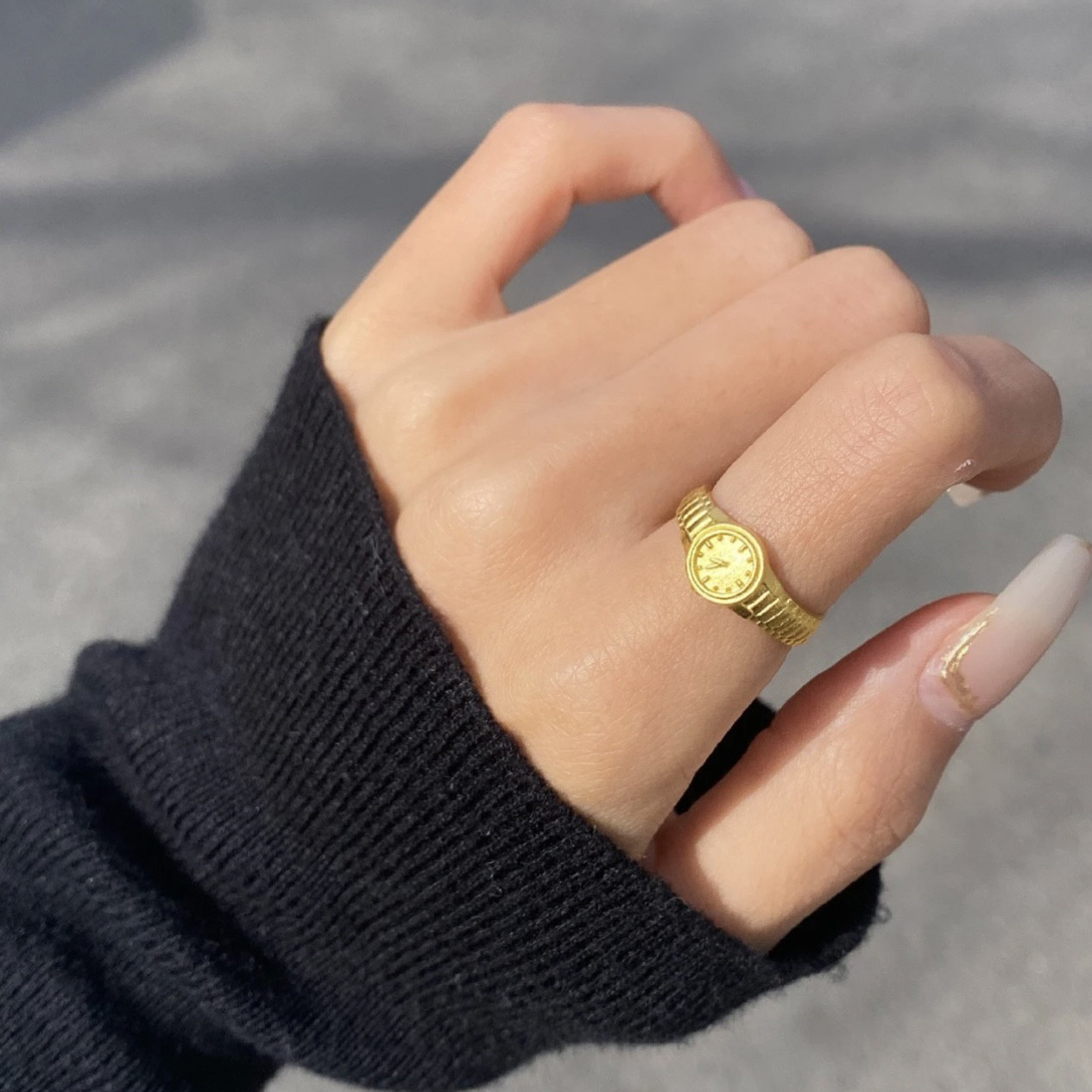 【New arrivals】Gold Clock Gold Watch Ring Women's 520 Day Accessories