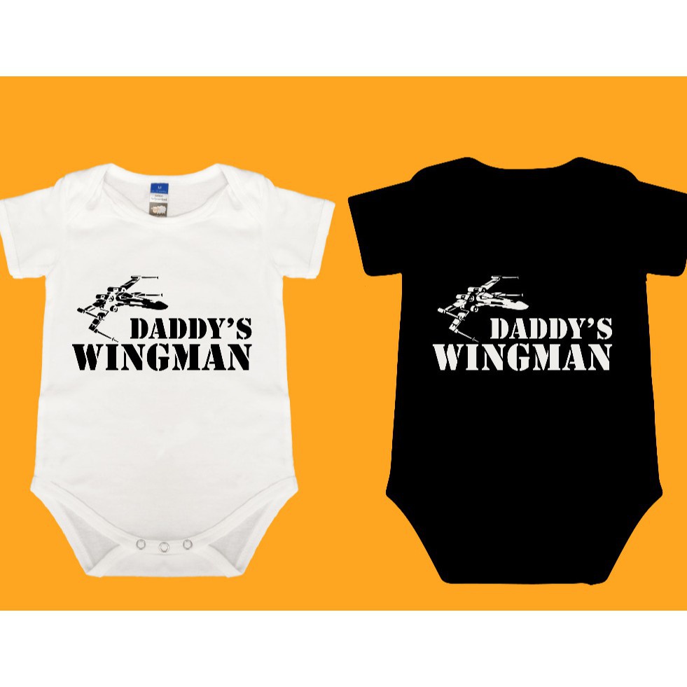 Daddy's wingman funny rompers cartoon kids clothing premium cotton kids tshirt girl boy ready stock exclusive nausea