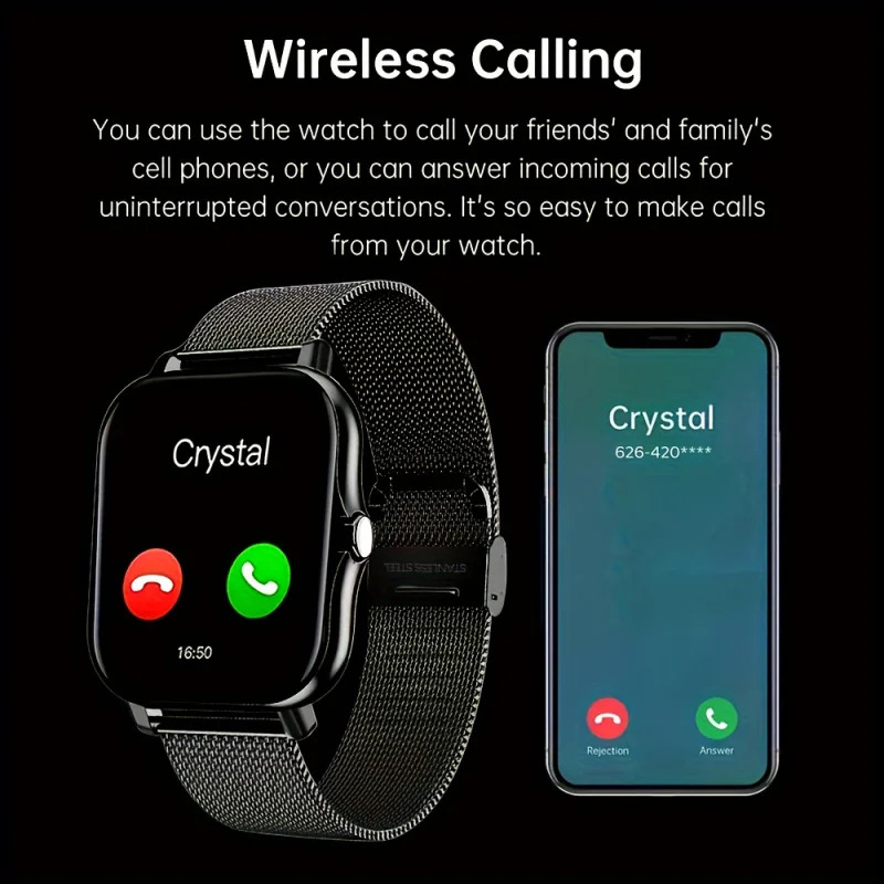 2025 Smart Watch with 1.83" HD Color Screen (240x280), 5.3, 24H Health Monitoring, Wireless Calls/Messages, Multi-Sport