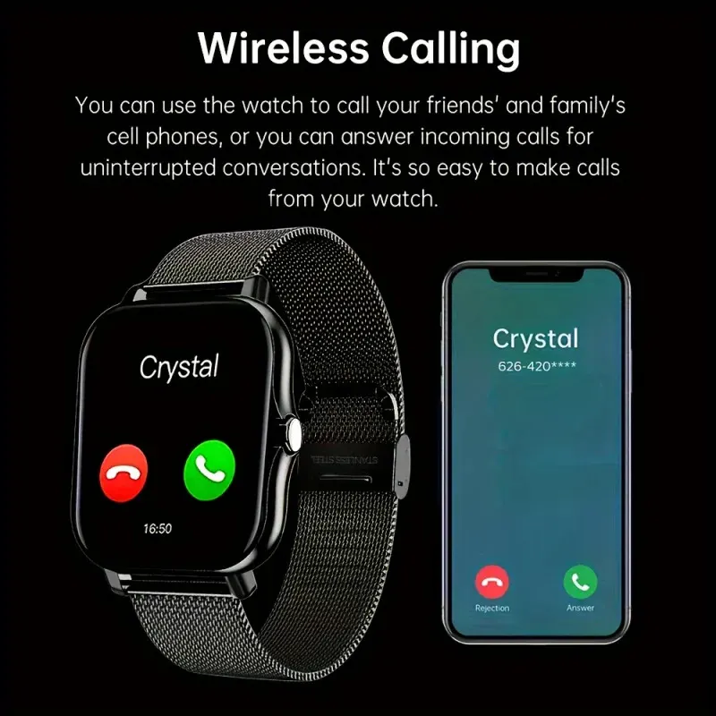 2025 Smart Watch with 1.83" HD Color Screen (240x280), 5.3, 24H Health Monitoring, Wireless Calls/Messages, Multi-Sport