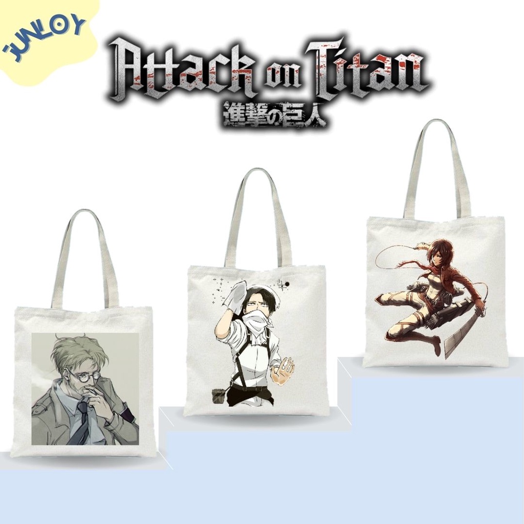 Machiko-tote bag anime Attack on Titan character/kawaii cartoon canvas bag/miasa/Levi Ackerman/Armin/Reiner KSKP