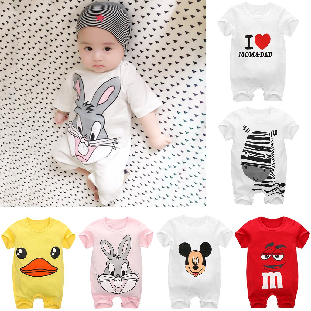 Ready stock baby romper cartoon clothing boy girl sleepwear 0-24 months sqkb