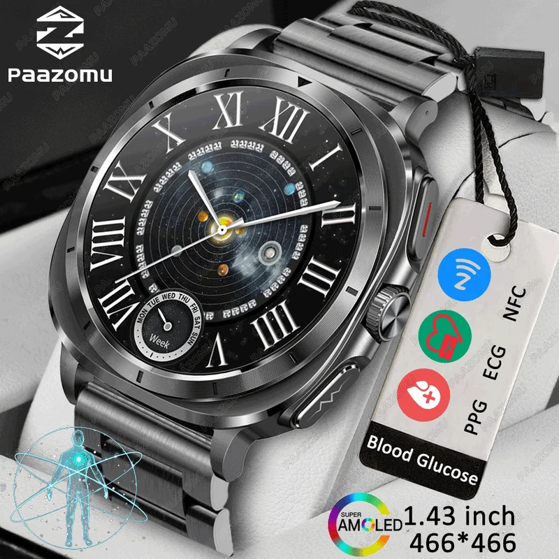 2025 New Smart Watch 1.43 inch AMOLED Screen ECG+PPG Health Monitor Sports Fitness Tracker Smartwatch For Galaxy Style