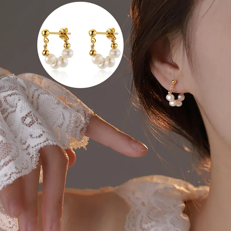 1Pair Retro Baroque Pearls Dangle Earrings For Women Elegant Korean Jewelry Wedding party Accessories Junna