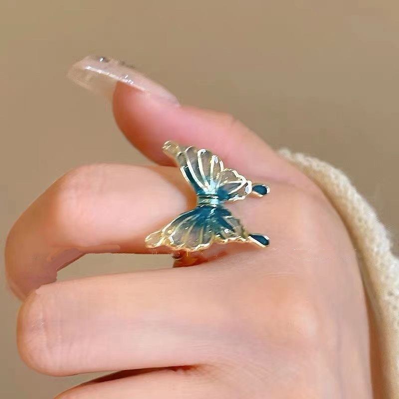 Chinese Style Vintage Green Butterfly Opening Adjustable Bracelet For Women Fashion Temperament Bracelet Jewelry Mzea