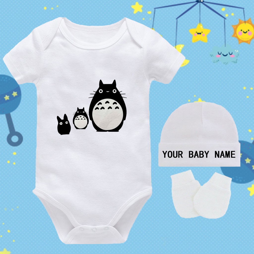 Totoro Cute Sleeveless Romper For Patpat Baby Girl Customizable name