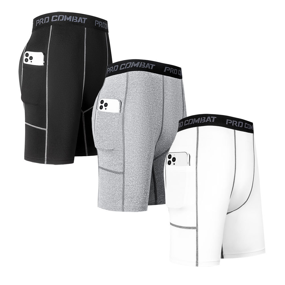Cross-border Sports Fitness Pants Men's Running Sports Tight Elastic Quick-dry Pocket Pants Basketball Training Outdoor Long Pants