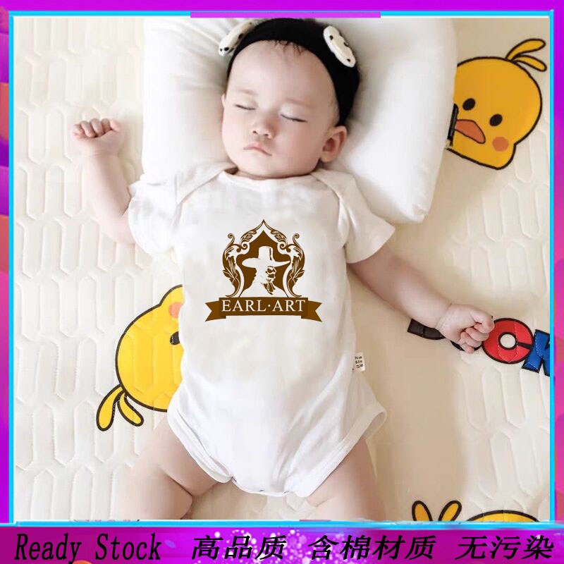 Ready Stock Newborn Pure Cotton Breathable Baby Onesie Jumpsuit 0-24 Months Fashion Trend Printing Summer Infant Children Half-Sleeved Fart Clothes Romper Boys Women Thin Short-Sle