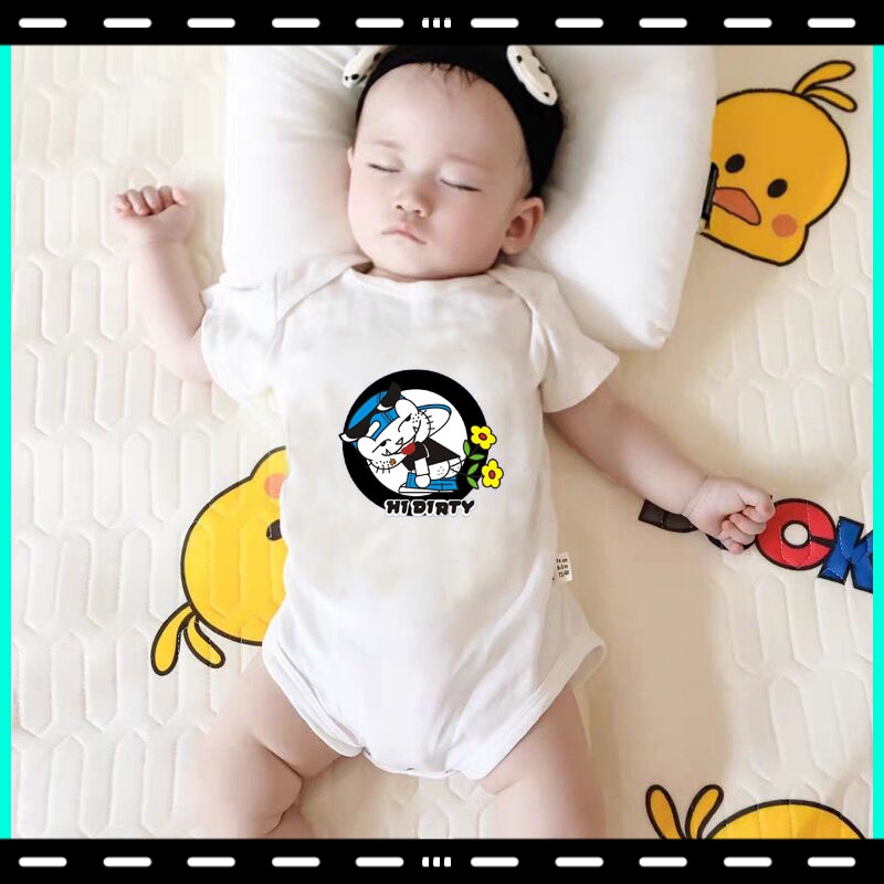 Cute Cartoon Print Baby Baby Sleeves Pure Cotton Soft Baby Jumpsuit 6AIN
