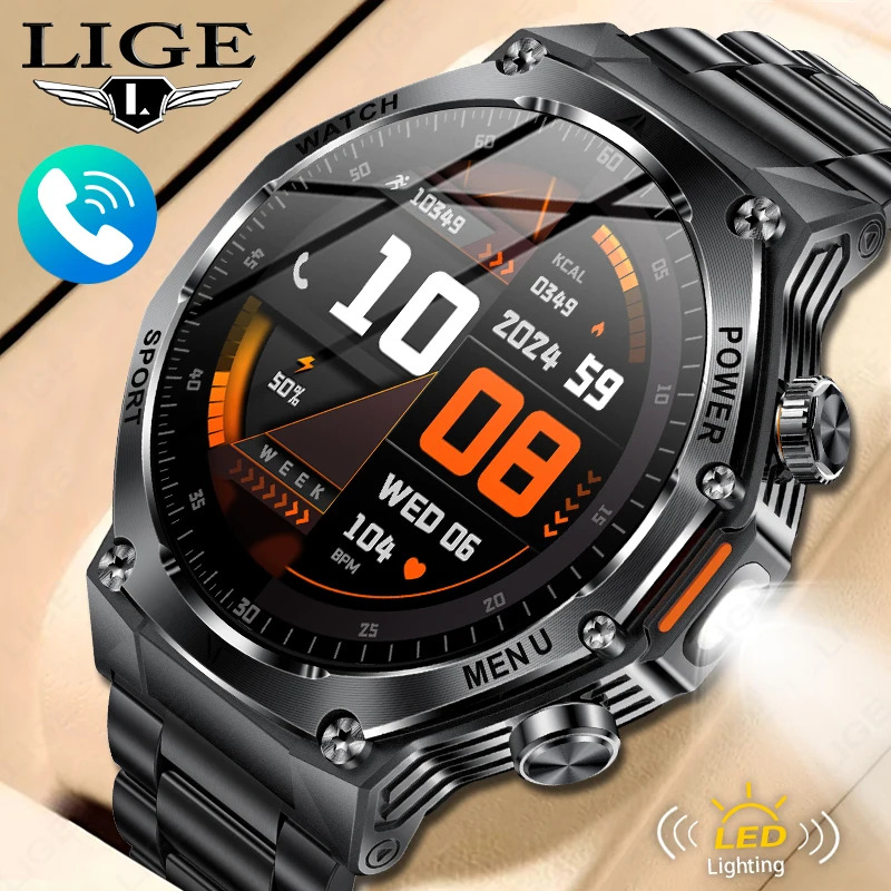LIGE 2025 Smart Watch Man 800mAh Outdoor Sports Fitness Watches Men Health Monitoring Bluetooth Call Smartwatch for Android iOS