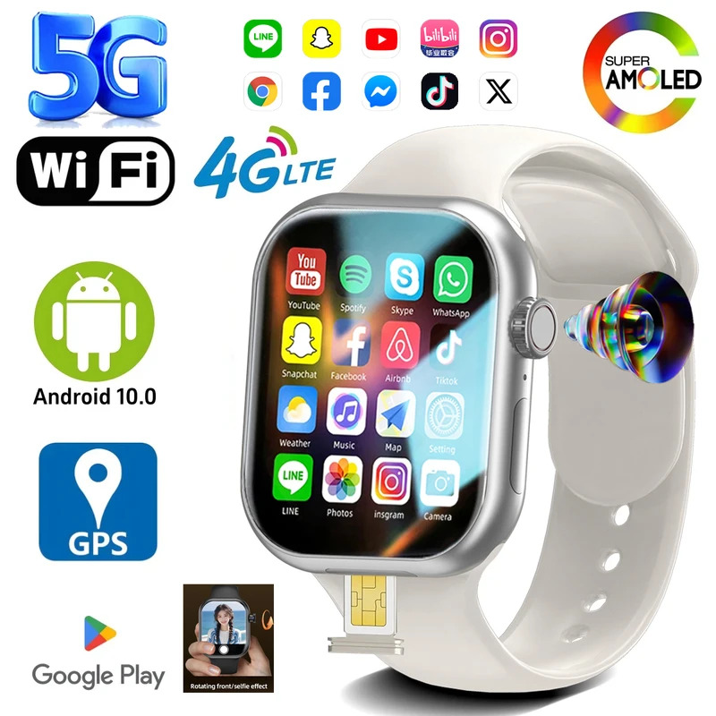 5G/4G Fashion Smart Watch 2.13 inch 410*502 AMOLED Screen 3GB+32GB RAM 200W Camera GPS WIFI Google APPS Download Smartwatch+Box