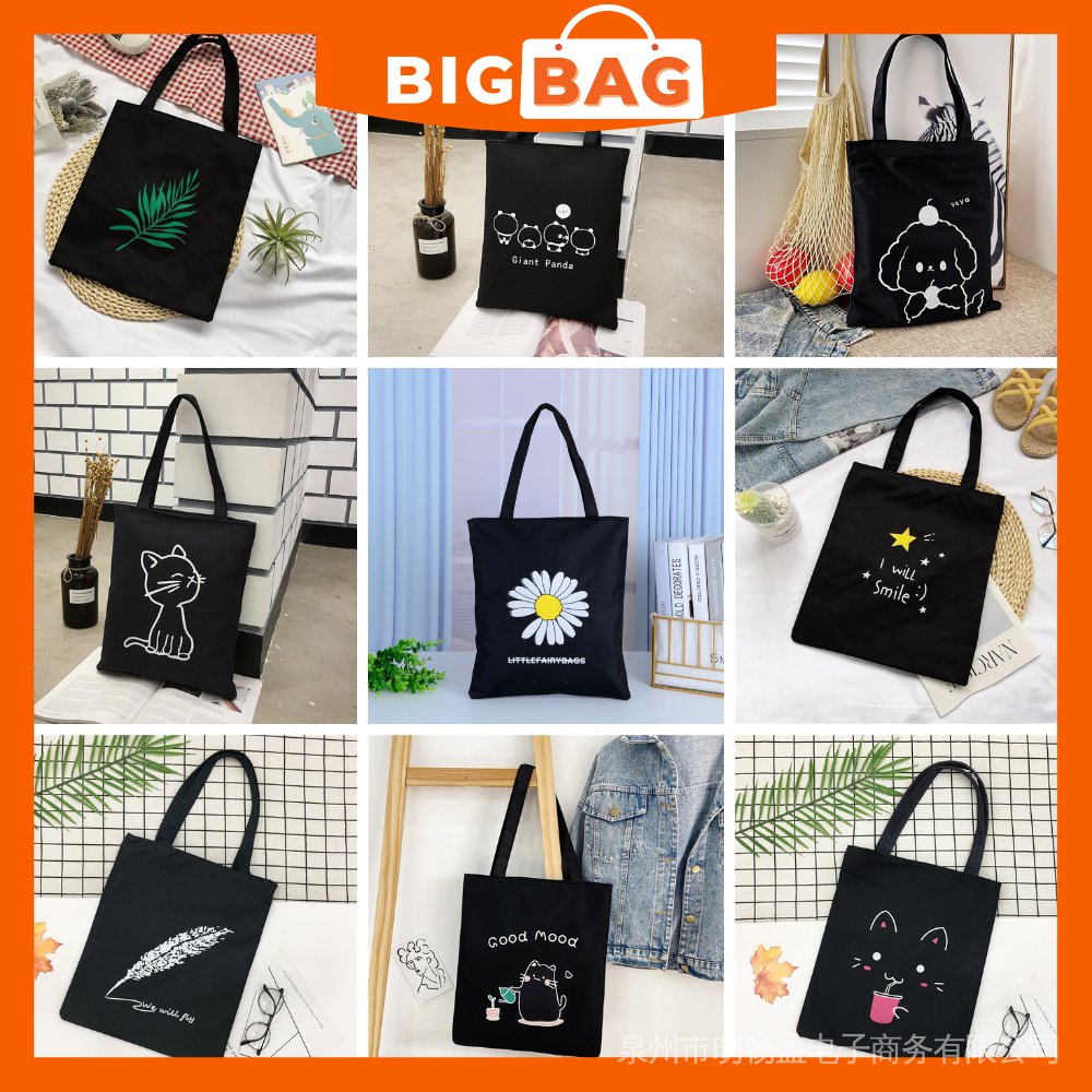 Student tote bag with zipper canvas backpack tuition Edge School cute school bag black oxford cloth cheap tutorial handbag Bu Xi Dai canvas bag 50FX