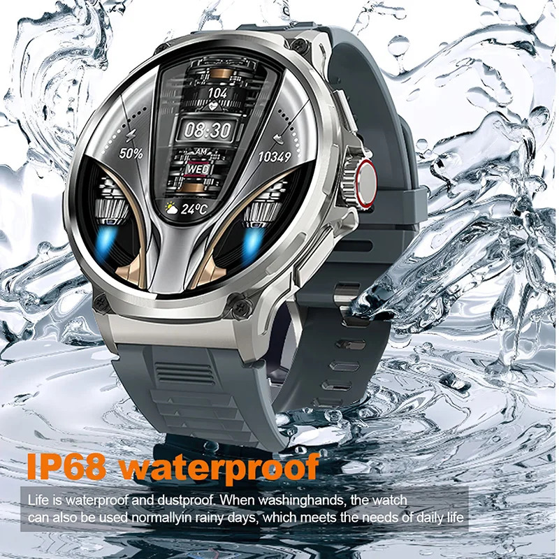 Men's outdoor sports smartwatch, large 1.85 'high-definition screen, Bluetooth heart rate sleep analysis reminder