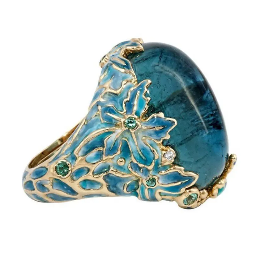 Nerhorer- Lady Ring Nice-looking Retro Elegant Flower Elements Lady Ring