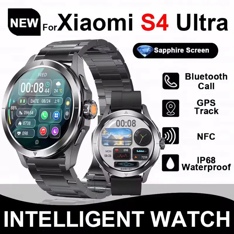 New For Watch S4 Sport Version SmartWatch Men Women AMOLED HD Heart Rate Compass IP68 Waterproof GPS Tracking Smartwatch