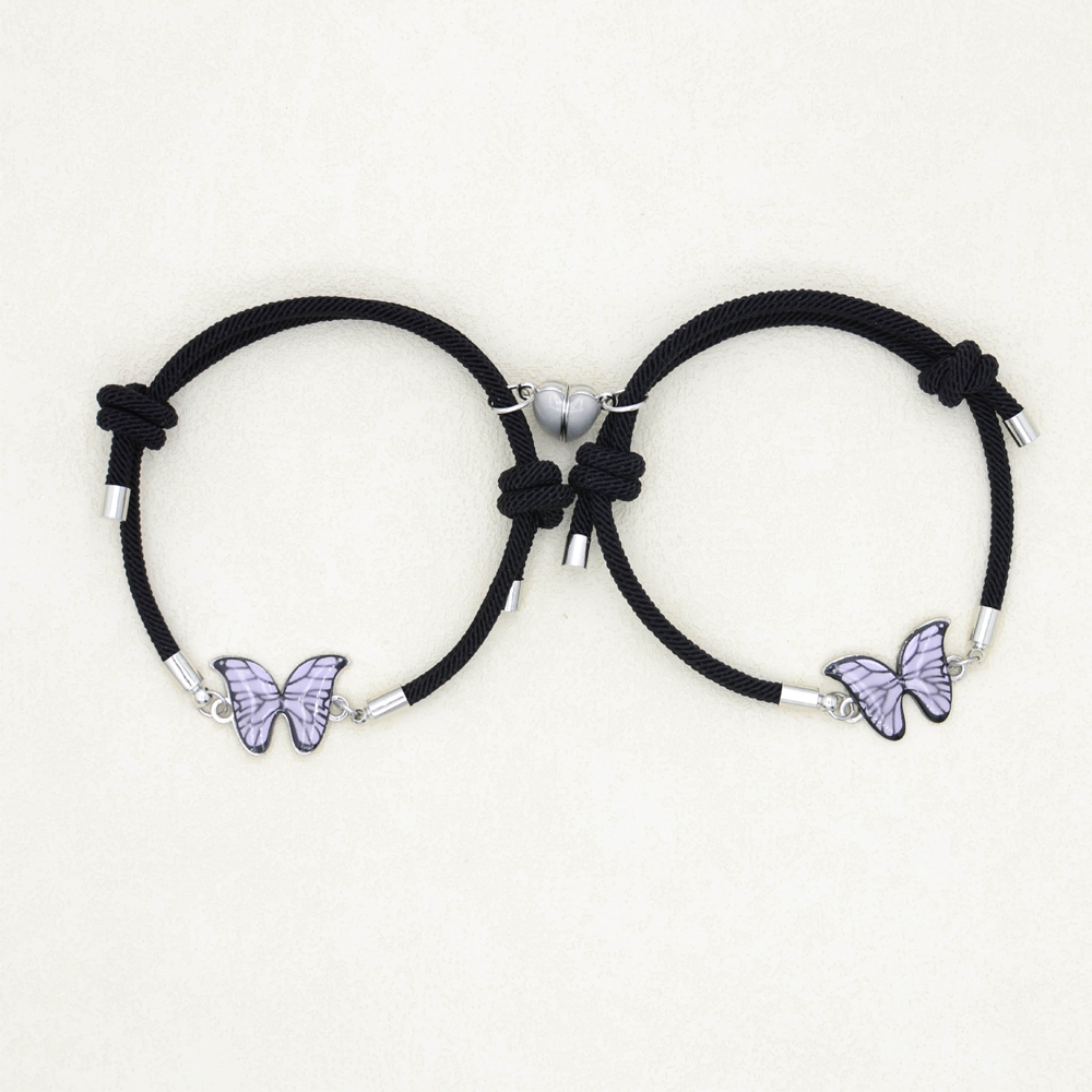 1Pair Luminous Butterfly Heart Magnet Couple Bracelets Adjustable Bracelet Lover Friendship Jewelry Gift